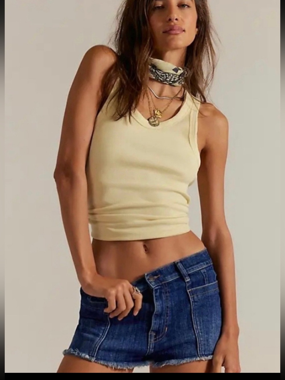 Free People We The Free Janney High-Low Denim Shorts